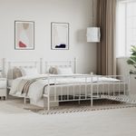 Casa si Gradina - Mobilier - Paturi si accesorii - Paturi - Cadru de pat metalic cu tablie, alb, 200x200 cm - Infinity.ro