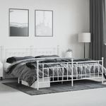 Casa si Gradina - Mobilier - Paturi si accesorii - Paturi - Cadru de pat metalic cu tablie, alb, 200x200 cm - Infinity.ro