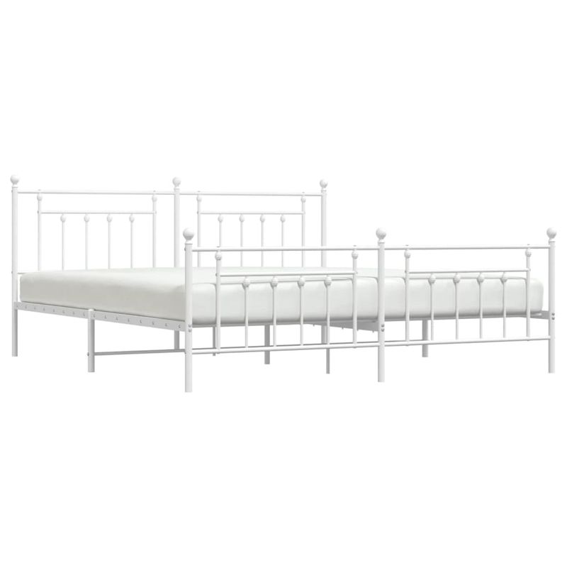 Casa si Gradina - Mobilier - Paturi si accesorii - Paturi - Cadru de pat metalic cu tablie, alb, 200x200 cm - Infinity.ro