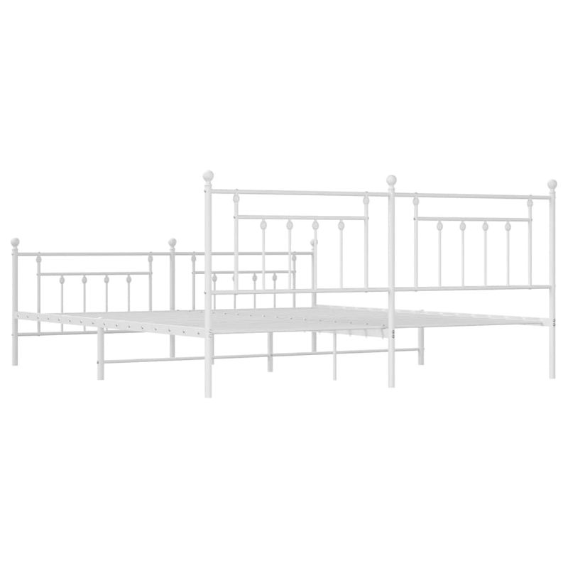 Casa si Gradina - Mobilier - Paturi si accesorii - Paturi - Cadru de pat metalic cu tablie, alb, 200x200 cm - Infinity.ro