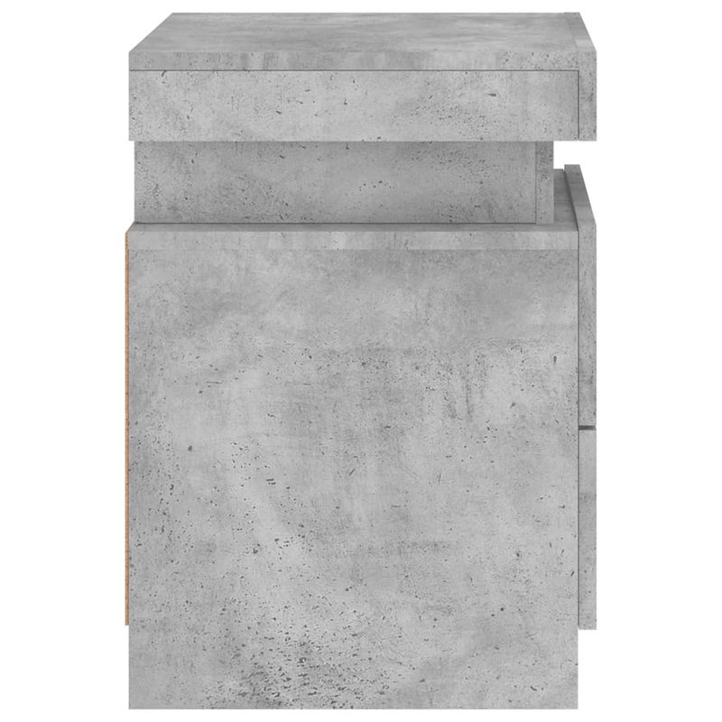 Casa si Gradina - Mobilier - Comode si corpuri - Noptiere - Noptiere cu lumini LED, 2 buc., gri beton, 35x39x55 cm - Infinity.ro