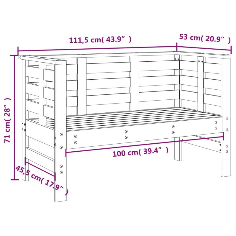 Casa si Gradina - Gradina si terasa - Mobilier exterior - Bancute de gradina - Banca de gradina, 111,5x53x71 cm, lemn masiv de douglas - Infinity.ro