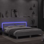 Casa si Gradina - Mobilier - Paturi si accesorii - Paturi - Cadru de pat cu tablie si LED, alb, 200x200 cm - Infinity.ro