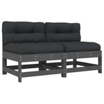 Casa si Gradina - Gradina si terasa - Mobilier exterior - Canapele si fotolii gradina - Canapele de mijloc cu perne, 2 buc., gri, lemn masiv de pin - Infinity.ro