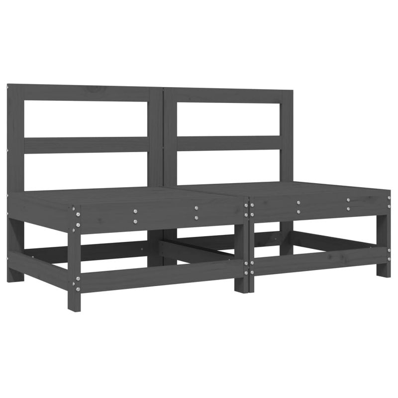 Casa si Gradina - Gradina si terasa - Mobilier exterior - Canapele si fotolii gradina - Canapele de mijloc cu perne, 2 buc., gri, lemn masiv de pin - Infinity.ro