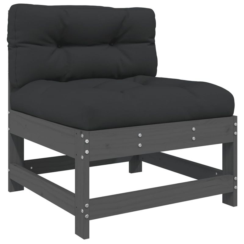 Casa si Gradina - Gradina si terasa - Mobilier exterior - Canapele si fotolii gradina - Canapele de mijloc cu perne, 2 buc., gri, lemn masiv de pin - Infinity.ro