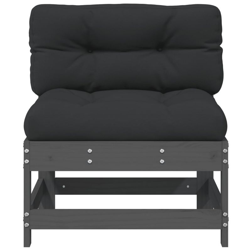 Casa si Gradina - Gradina si terasa - Mobilier exterior - Canapele si fotolii gradina - Canapele de mijloc cu perne, 2 buc., gri, lemn masiv de pin - Infinity.ro