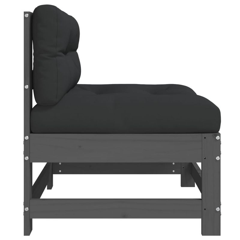 Casa si Gradina - Gradina si terasa - Mobilier exterior - Canapele si fotolii gradina - Canapele de mijloc cu perne, 2 buc., gri, lemn masiv de pin - Infinity.ro
