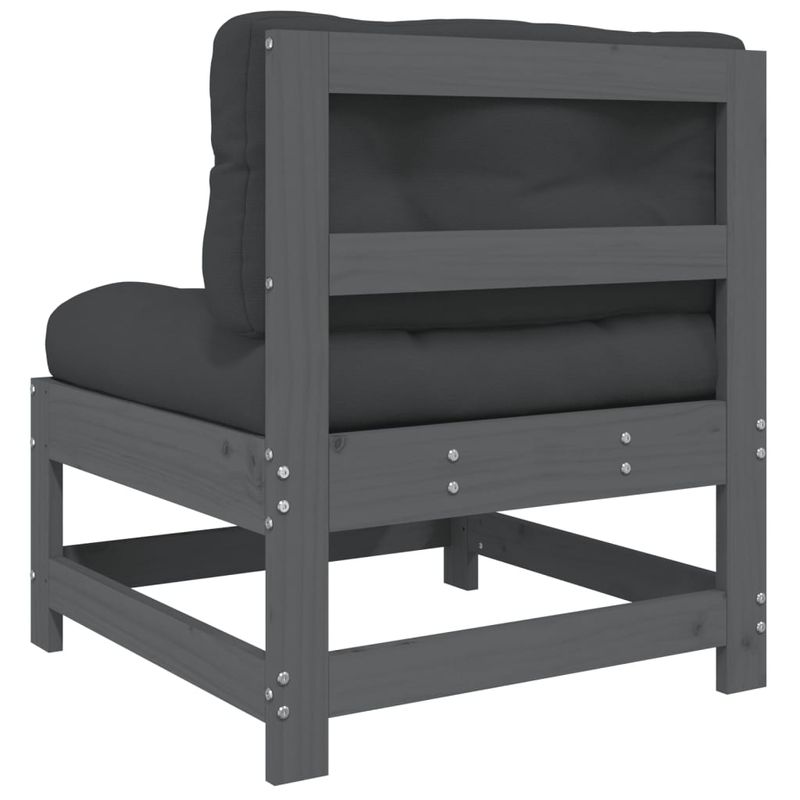Casa si Gradina - Gradina si terasa - Mobilier exterior - Canapele si fotolii gradina - Canapele de mijloc cu perne, 2 buc., gri, lemn masiv de pin - Infinity.ro