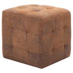 Casa si Gradina - Mobilier - Scaune si fotolii - Tabureti - Taburet, 2 buc., maro, 30x30x30 cm, piele intoarsa ecologica - Infinity.ro