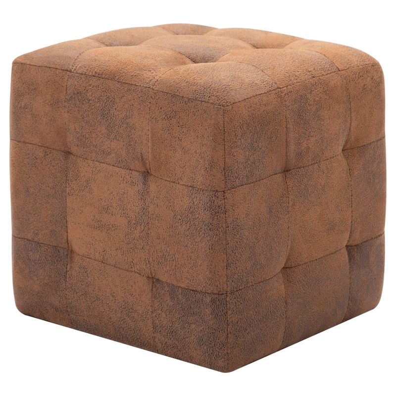 Casa si Gradina - Mobilier - Scaune si fotolii - Tabureti - Taburet, 2 buc., maro, 30x30x30 cm, piele intoarsa ecologica - Infinity.ro