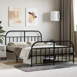 Casa si Gradina - Mobilier - Paturi si accesorii - Paturi - Cadru pat metalic cu tablie de cap/picioare, negru, 140x190 cm - Infinity.ro