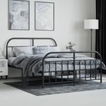 Casa si Gradina - Mobilier - Paturi si accesorii - Paturi - Cadru pat metalic cu tablie de cap/picioare, negru, 140x190 cm - Infinity.ro