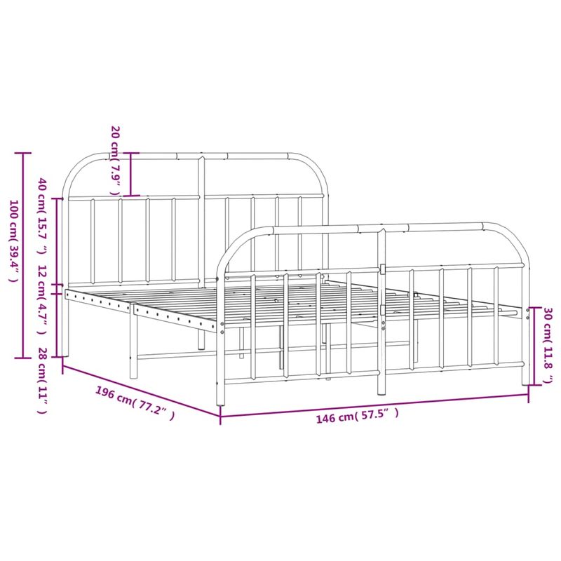 Casa si Gradina - Mobilier - Paturi si accesorii - Paturi - Cadru pat metalic cu tablie de cap/picioare, negru, 140x190 cm - Infinity.ro