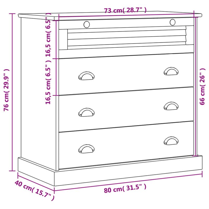 Casa si Gradina - Mobilier - Comode si corpuri - Comode - Comoda cu sertare VIGO, 80x40x76 cm, lemn masiv de pin - Infinity.ro