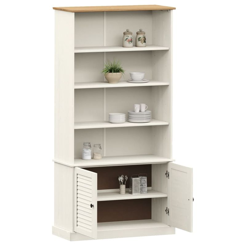 Casa si Gradina - Mobilier - Biblioteci si rafturi - Biblioteci - Biblioteca „VIGO”, alb, 85x35x170 cm, lemn masiv de pin - Infinity.ro