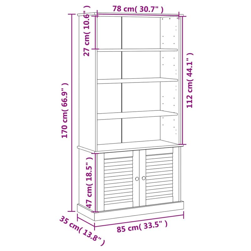 Casa si Gradina - Mobilier - Biblioteci si rafturi - Biblioteci - Biblioteca „VIGO”, alb, 85x35x170 cm, lemn masiv de pin - Infinity.ro