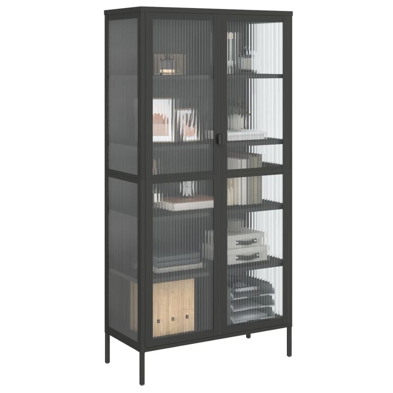Casa si Gradina - Mobilier - Comode si corpuri - Comode - Dulap inalt, negru, 85x40x180 cm, sticla si otel - Infinity.ro