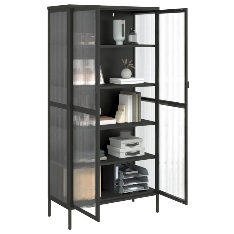 Casa si Gradina - Mobilier - Comode si corpuri - Comode - Dulap inalt, negru, 85x40x180 cm, sticla si otel - Infinity.ro