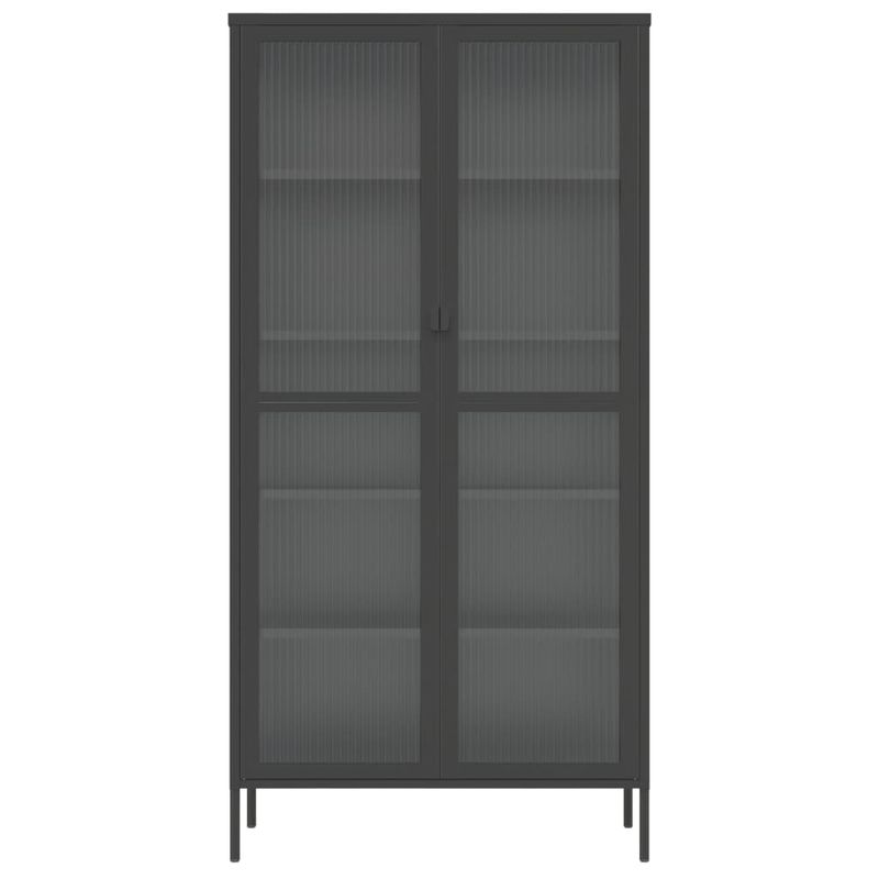 Casa si Gradina - Mobilier - Comode si corpuri - Comode - Dulap inalt, negru, 85x40x180 cm, sticla si otel - Infinity.ro