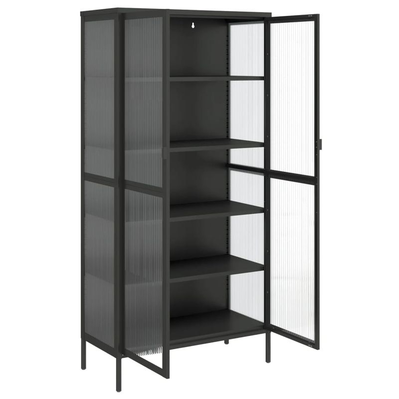 Casa si Gradina - Mobilier - Comode si corpuri - Comode - Dulap inalt, negru, 85x40x180 cm, sticla si otel - Infinity.ro