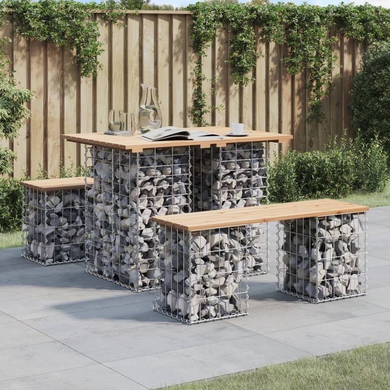 Casa si Gradina - Gradina si terasa - Mobilier exterior - Bancute de gradina - Banca de gradina, design gabion, 100x70x72cm, lemn masiv de pin, mărime 100x70x72 cm - Infinity.ro