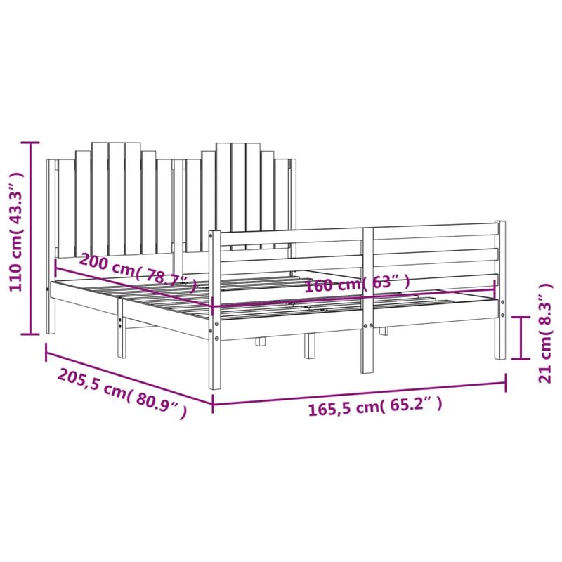 Casa si Gradina - Mobilier - Paturi si accesorii - Paturi - Cadru de pat cu tablie, 160x200 cm, lemn masiv - Infinity.ro