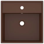 Casa si Gradina - Sanitare - Lavoar baie si accesorii - Lavoare si piedestale - Chiuveta lux, preaplin maro inchis mat 41x41 cm ceramica patrat - Infinity.ro