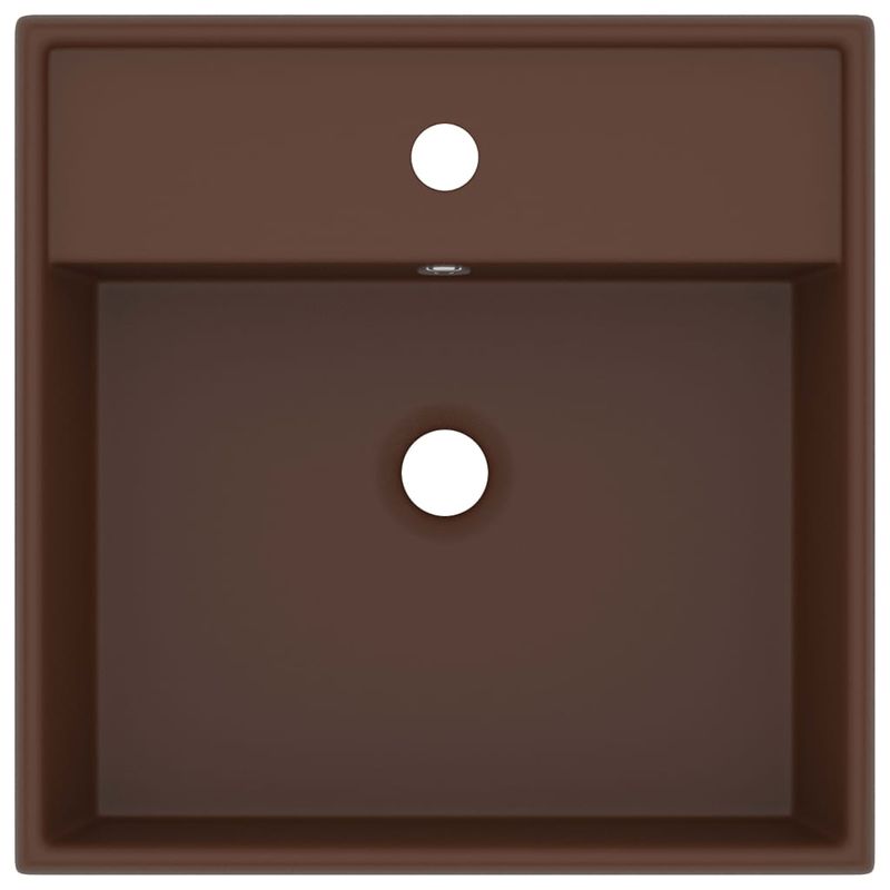 Casa si Gradina - Sanitare - Lavoar baie si accesorii - Lavoare si piedestale - Chiuveta lux, preaplin maro inchis mat 41x41 cm ceramica patrat - Infinity.ro