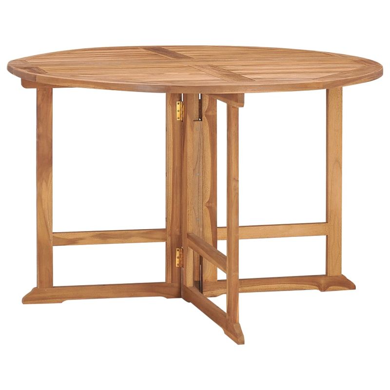 Casa si Gradina - Gradina si terasa - Mobilier exterior - Seturi mobila gradina - Set mobilier de exterior pliabil, 5 piese, lemn masiv de tec, mărime diametru 120x75 cm, model fără cotieră, formă rotund - Infinity.ro