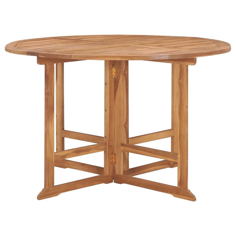 Casa si Gradina - Gradina si terasa - Mobilier exterior - Seturi mobila gradina - Set mobilier de exterior pliabil, 5 piese, lemn masiv de tec, mărime diametru 120x75 cm, model fără cotieră, formă rotund - Infinity.ro