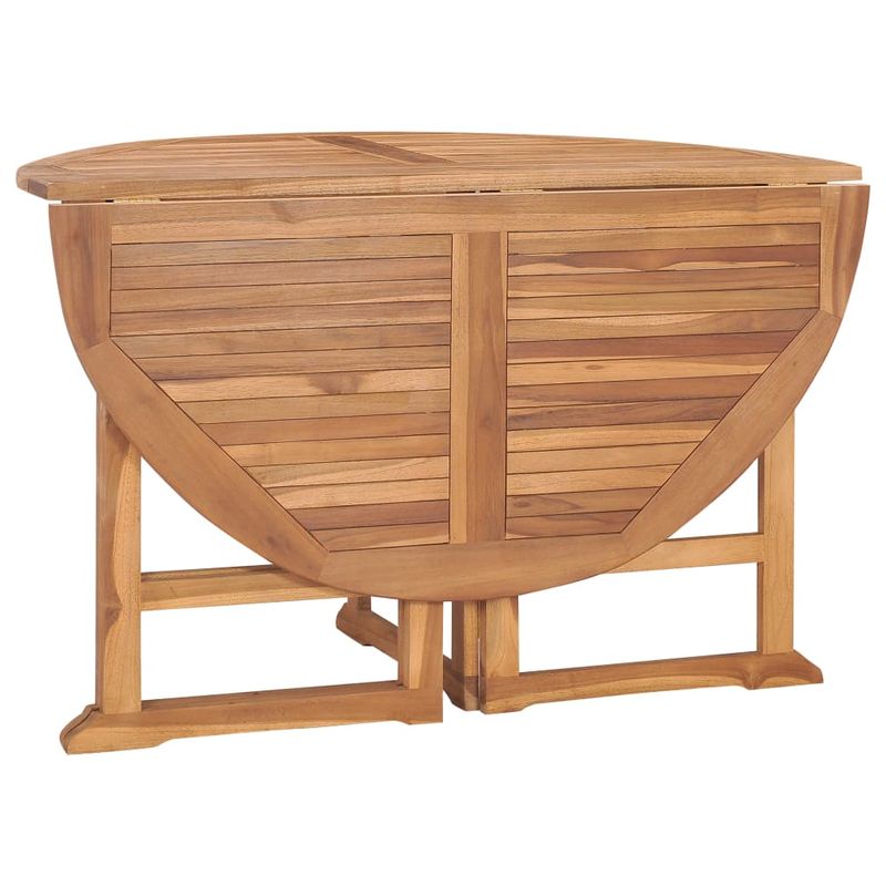 Casa si Gradina - Gradina si terasa - Mobilier exterior - Seturi mobila gradina - Set mobilier de exterior pliabil, 5 piese, lemn masiv de tec, mărime diametru 120x75 cm, model fără cotieră, formă rotund - Infinity.ro