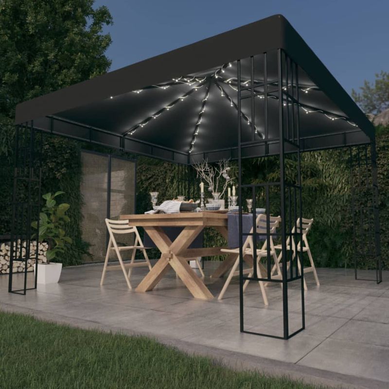 Casa si Gradina - Gradina si terasa - Umbrele si pavilioane - Pavilioane - Pavilion cu sir de lumini LED, antracit, 3x3 m - Infinity.ro