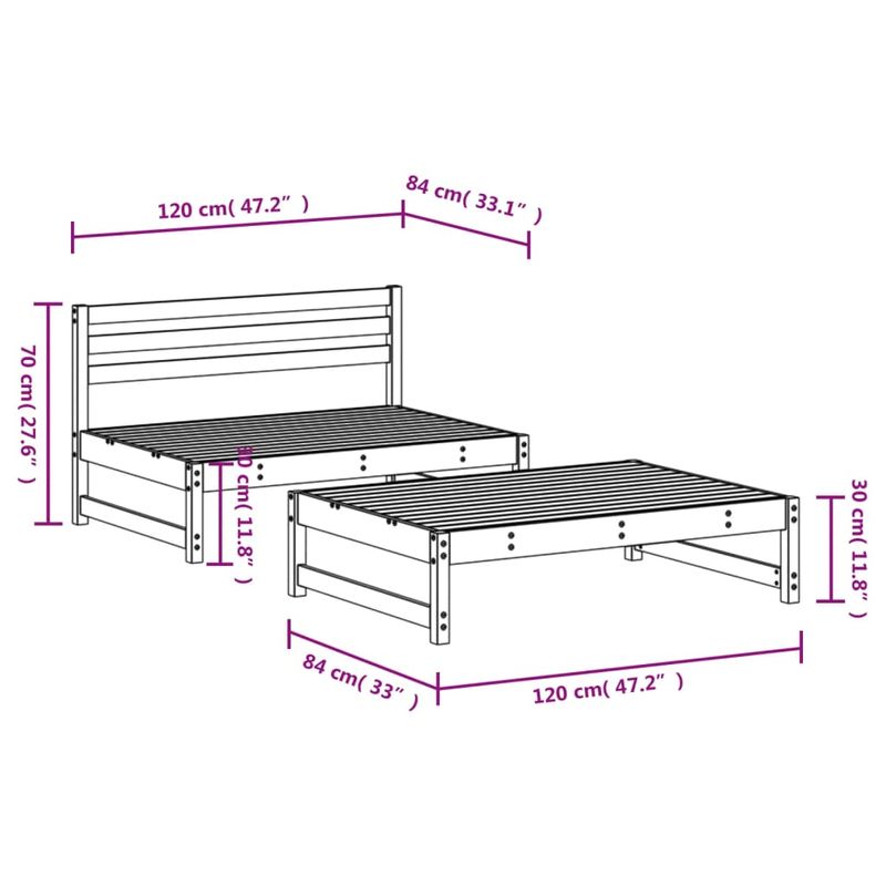 Casa si Gradina - Gradina si terasa - Mobilier exterior - Seturi mobila gradina - Set mobilier relaxare gradina, 2 piese, negru, lemn masiv pin - Infinity.ro