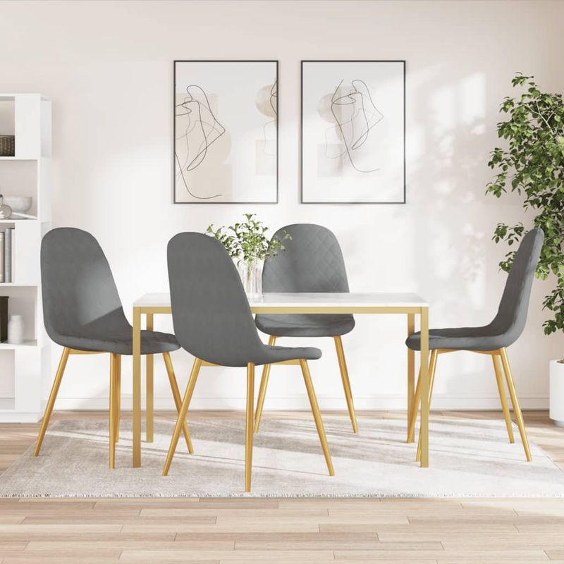 Casa si Gradina - Mobilier - Scaune si fotolii - Scaune - Scaune de bucatarie, 4 buc., gri deschis, catifea - Infinity.ro