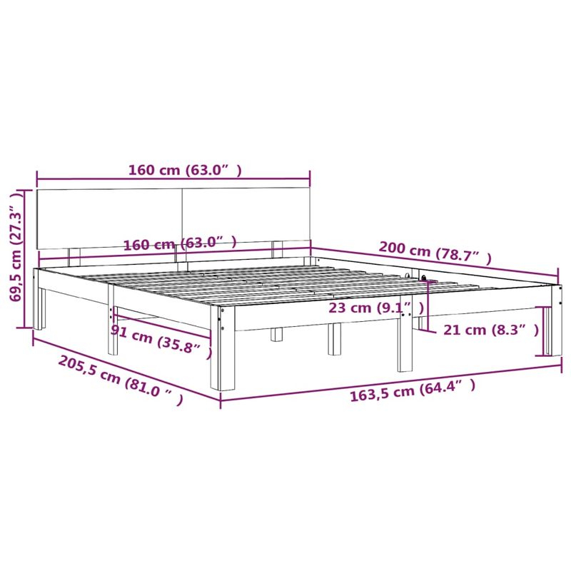 Casa si Gradina - Mobilier - Paturi si accesorii - Paturi - Cadru de pat, 160x200 cm, lemn masiv de pin - Infinity.ro