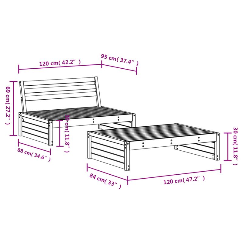 Casa si Gradina - Gradina si terasa - Mobilier exterior - Seturi mobila gradina - Set mobilier relaxare gradina, 2 piese, lemn masiv Douglas - Infinity.ro