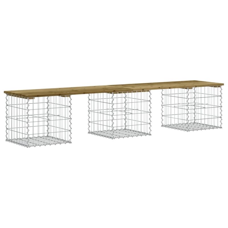 Casa si Gradina - Gradina si terasa - Mobilier exterior - Bancute de gradina - Banca gradina, design gabion, 203x44x42 cm, lemn pin impregnat - Infinity.ro