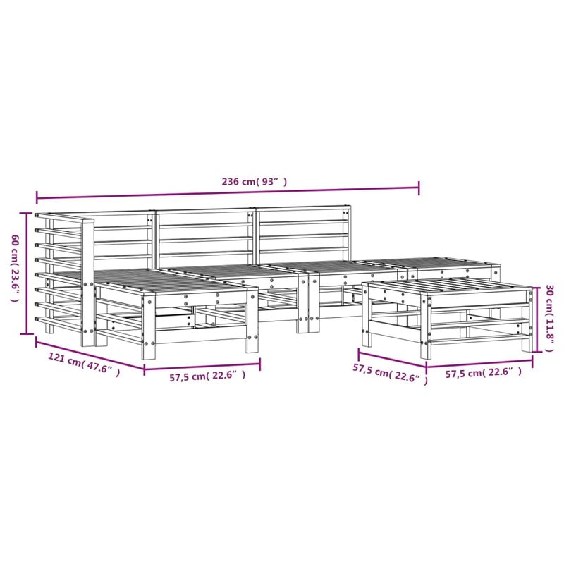 Casa si Gradina - Gradina si terasa - Mobilier exterior - Seturi mobila gradina - Set mobilier de gradina, 6 piese, alb, lemn masiv pin - Infinity.ro