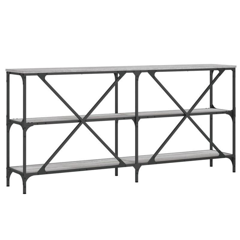 Casa si Gradina - Mobilier - Comode si corpuri - Console - Masa consola, gri sonoma, 160x30x75 cm, lemn prelucrat si fier - Infinity.ro