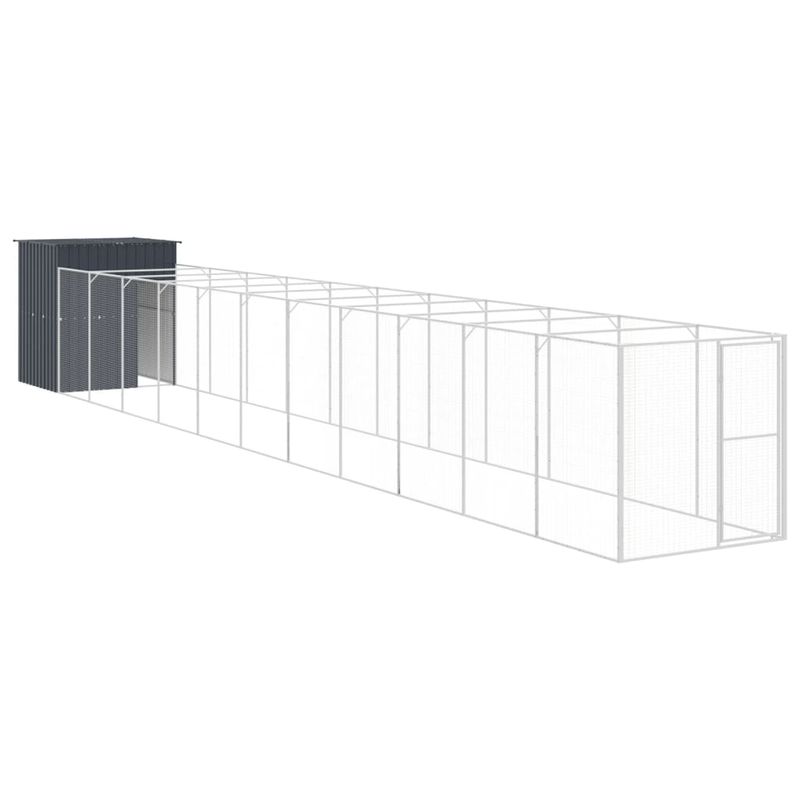 Petshop - Accesorii petshop - Culcusuri si custi - Custi interior si exterior - Cusca caine cu tarc antracit 165x1271x181 cm otel galvanizat - Infinity.ro