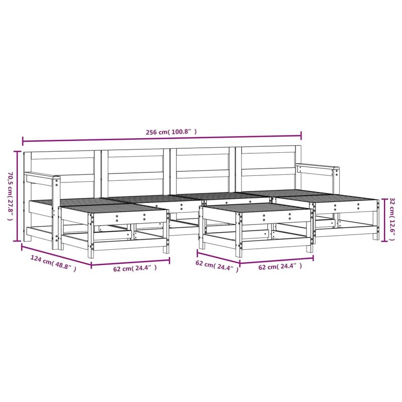 Casa si Gradina - Gradina si terasa - Mobilier exterior - Seturi mobila gradina - Set mobilier de gradina, 7 piese, lemn de pin tratat - Infinity.ro