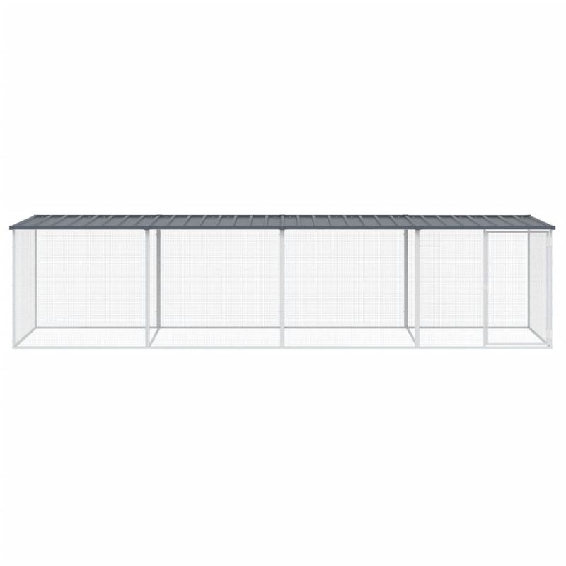 Petshop - Accesorii petshop - Culcusuri si custi - Custi interior si exterior - Cotet pui cu acoperis, antracit, 403x98x90 cm, otel galvanizat - Infinity.ro