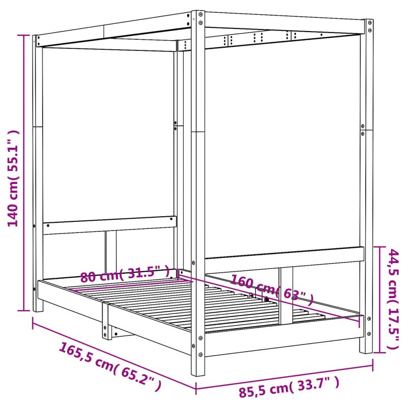 Casa si Gradina - Mobilier - Mobilier copii - Patuturi copii - Cadru de pat pentru copii, 80x160 cm, lemn masiv de pin - Infinity.ro