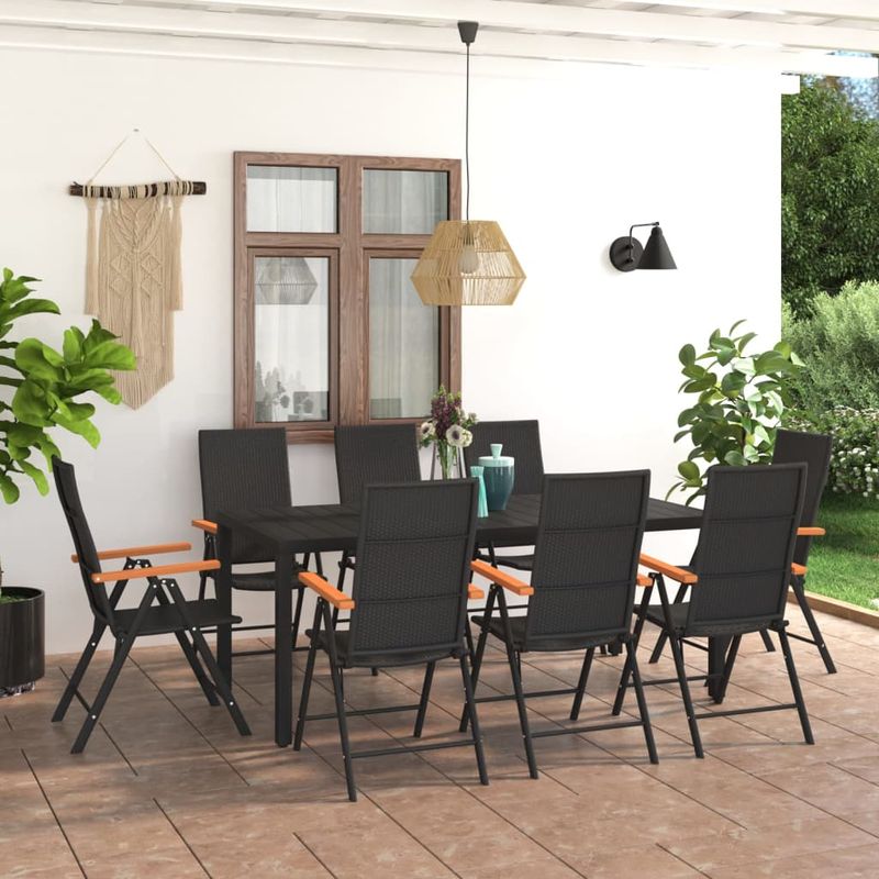 Casa si Gradina - Gradina si terasa - Mobilier exterior - Seturi mobila gradina - Set mobilier de gradina, 9 piese, negru si maro - Infinity.ro