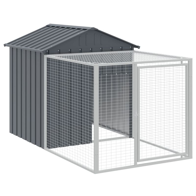 Petshop - Accesorii petshop - Culcusuri si custi - Custi interior si exterior - Cotet de pui cu incinta antracit 117x813x123 cm otel galvanizat - Infinity.ro
