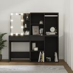 Casa si Gradina - Mobilier - Comode si corpuri - Masute de toaleta - Masa de toaleta cu LED si dulapuri, negru, lemn prelucrat - Infinity.ro