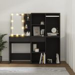 Casa si Gradina - Mobilier - Comode si corpuri - Masute de toaleta - Masa de toaleta cu LED si dulapuri, negru, lemn prelucrat - Infinity.ro