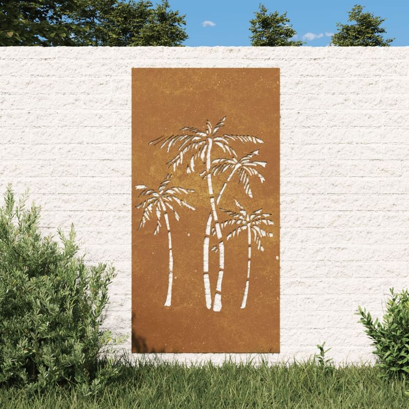 Casa si Gradina - Decoratiuni - Decoratiuni perete - Decor de perete de gradina 105x55 cm design palmier otel corten - Infinity.ro