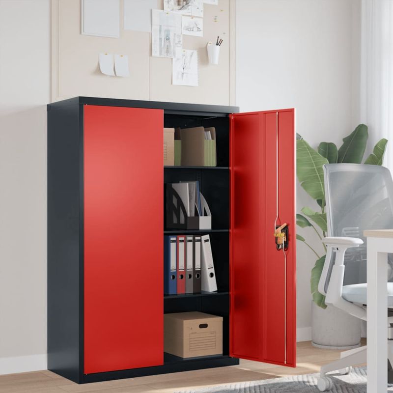 Casa si Gradina - Constructii - Depozitare, transport si protectie - Rafturi, fisete si vestiare - Fiset, antracit si rosu, 90x40x140 cm, otel - Infinity.ro